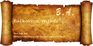 Balkovics Anikó névjegykártya